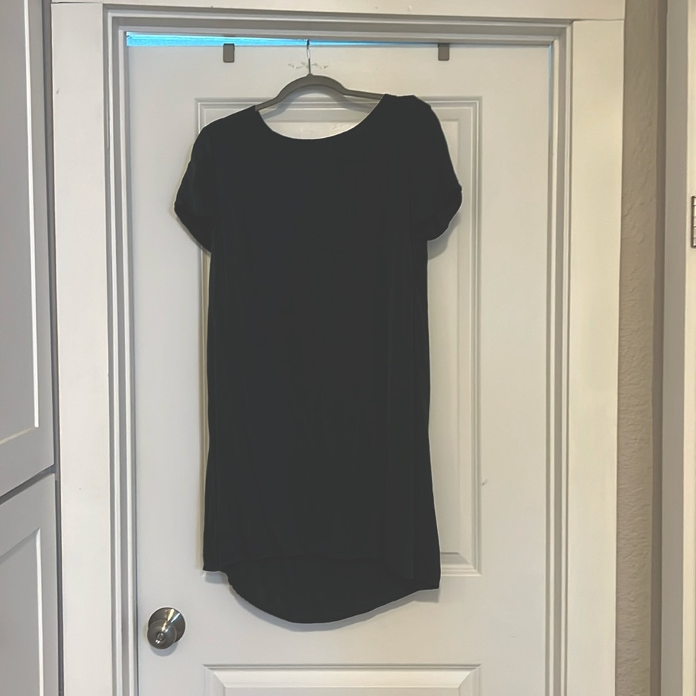 Quince washable silk forest green mini T-shirt dress